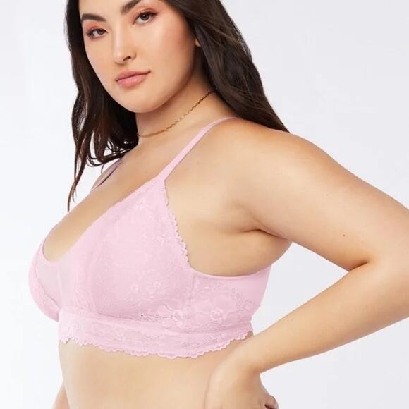 Savage X Fenty Floral Lace and Mesh Bralette Unicorn Lavender Pink Size 3X - Picture 1 of 6